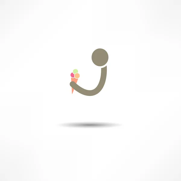 Hombre comiendo icono de helado — Vector de stock