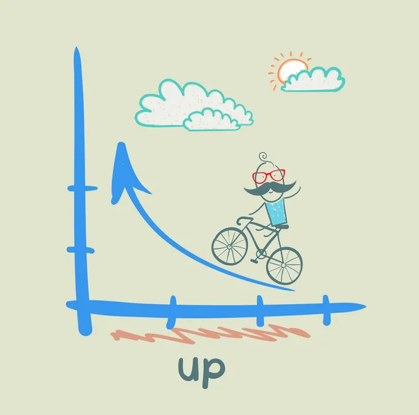 Mand går efter tidsplanen op en cykel – Stock-vektor