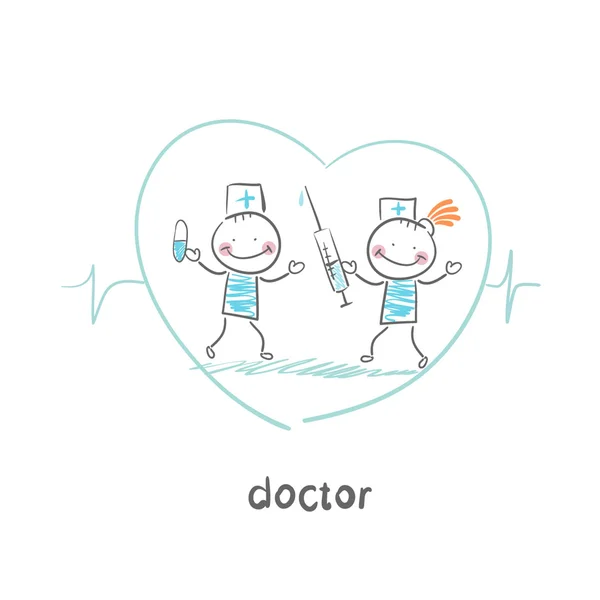 Médico y enfermero — Vector de stock