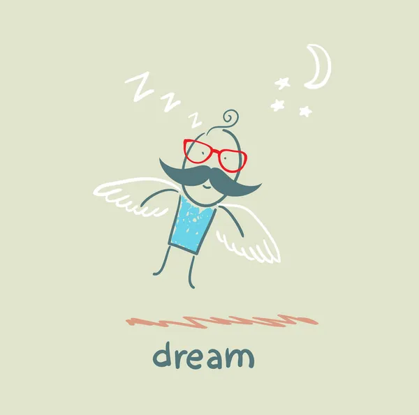 Man flying in a dream — Stock Vector