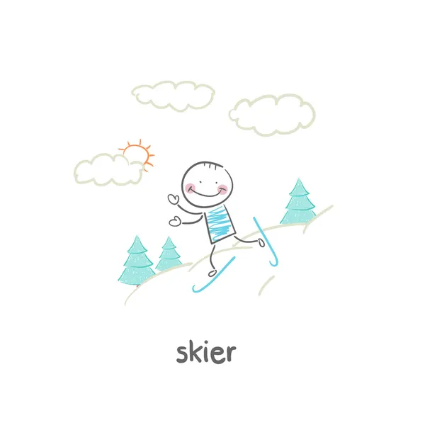 Skieur de bande dessinée — Image vectorielle