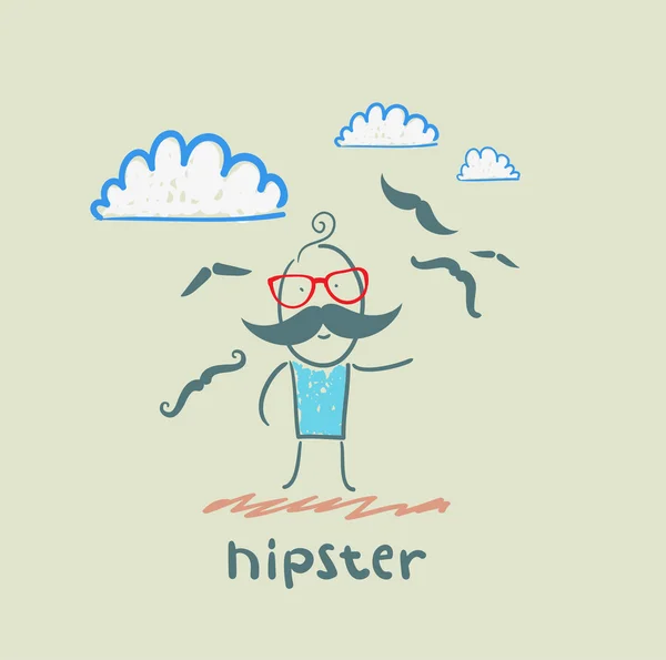 Hipster i wąsy — Wektor stockowy