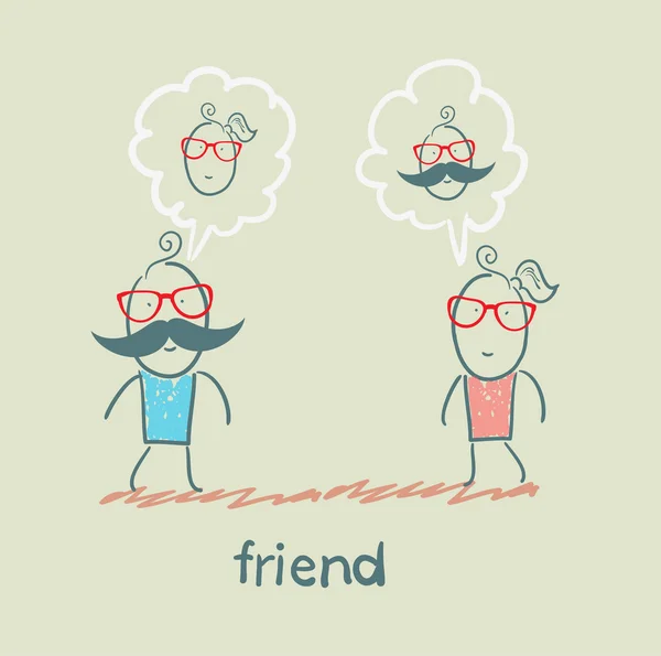Vrienden denken aboun elkaar — Stockvector
