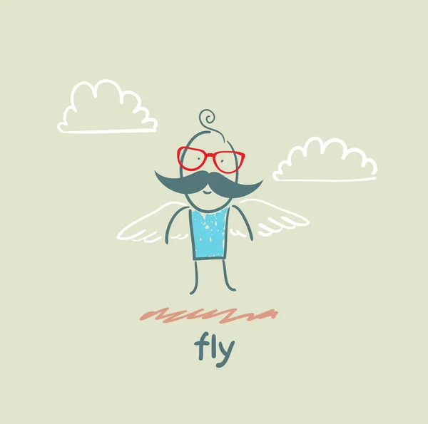 Homme volant dans le ciel — Image vectorielle