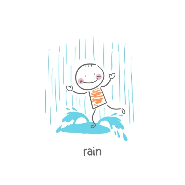 雨の中の少年 — ストックベクタ