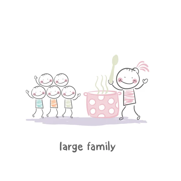 O familie mare — Vector de stoc