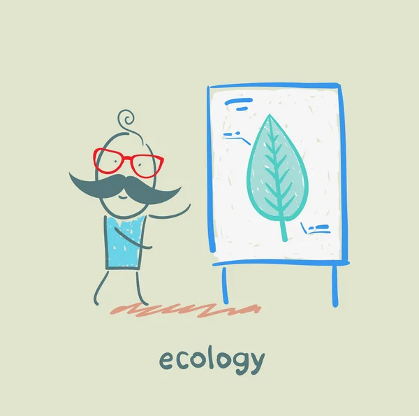 Affiche écologie avec feuille — Image vectorielle