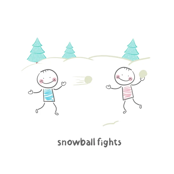 Peleas de bolas de nieve — Vector de stock