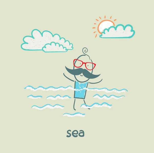 Swim in the sea — Stock Vector