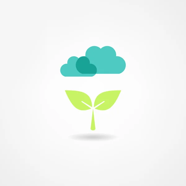 Hoja y nube eco icono — Vector de stock