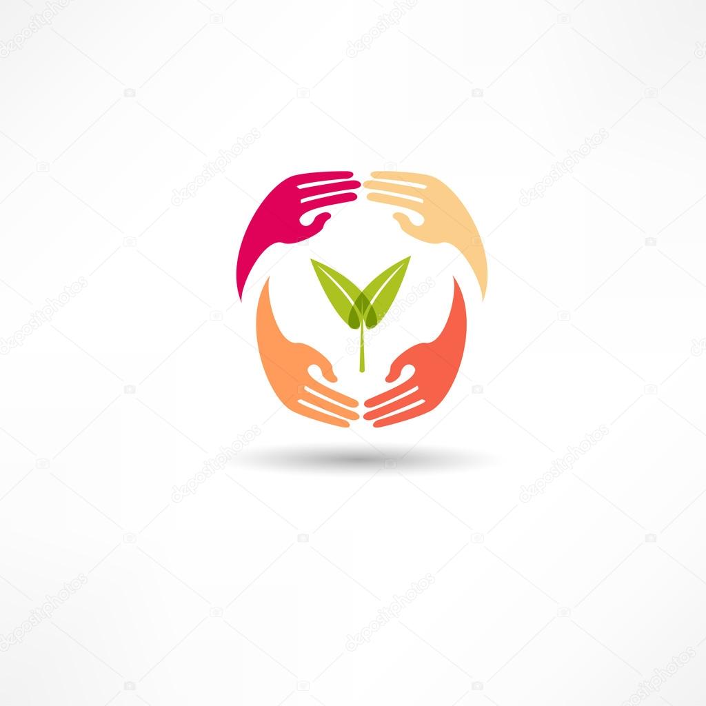 Hands and plant icon