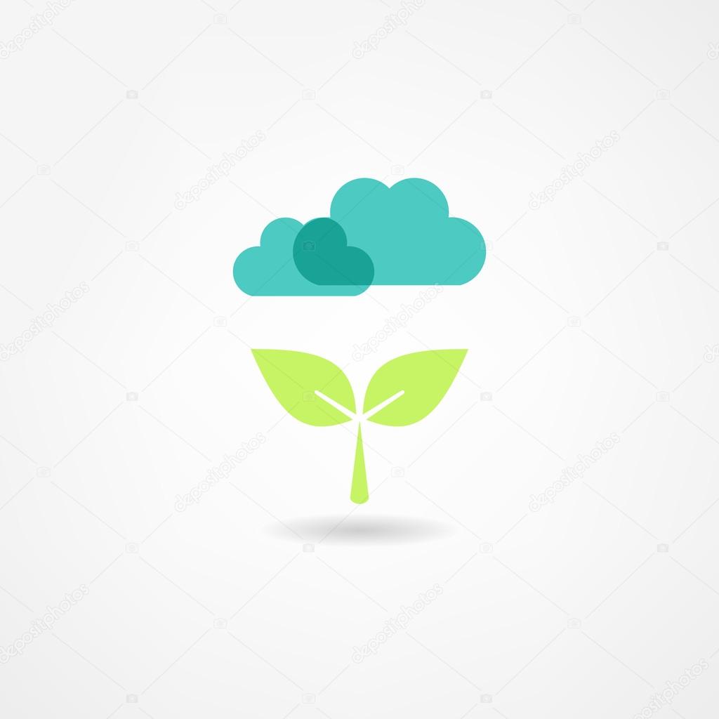 Leaf and cloud eco icon