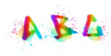 Grunge alfabe. grafiti harf a, b, c