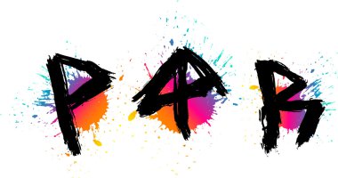 Grunge alfabe. grafiti harfleri p, q, r