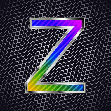 Metalik bir metal ızgara üzerinde yazı tipi. harf z