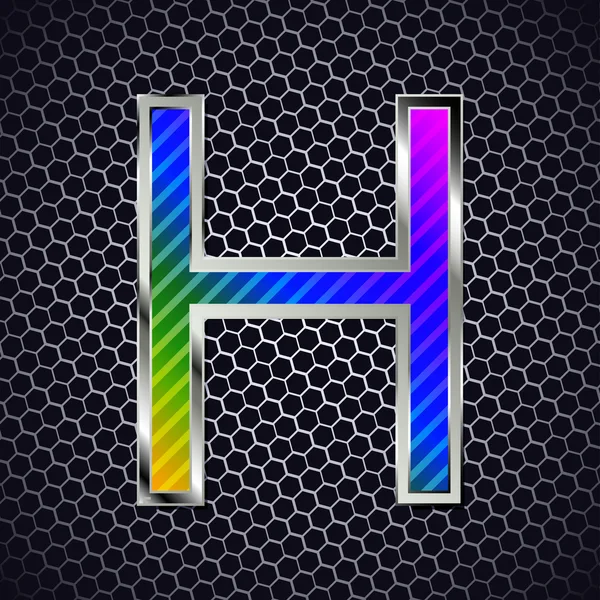 Metalik bir metal ızgara üzerinde yazı tipi. h harfi