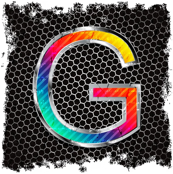 Grunge background and metal letter G — Stock Vector