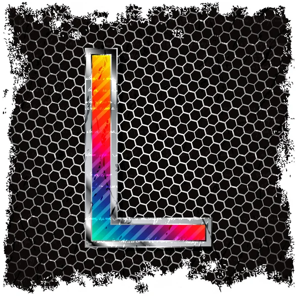 Grunge background and metal letter L — Stock Vector