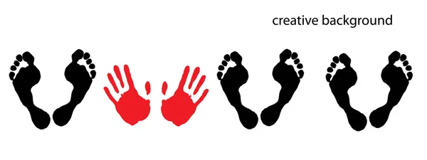 Foot and hands print Creative banner — Stock Vector