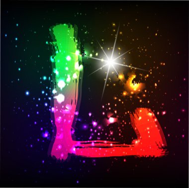 alan arka plan üzerinde parlayan parlak grafiti harf. l harfi