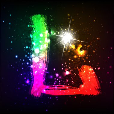 alan arka plan üzerinde parlayan parlak grafiti harf. l harfi