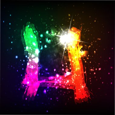 vektör alfabe. Neon harf h