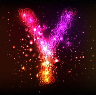 Neon ışık alfabe. harf y