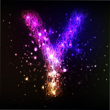 parlak neon yazı tipi. parlak harf y