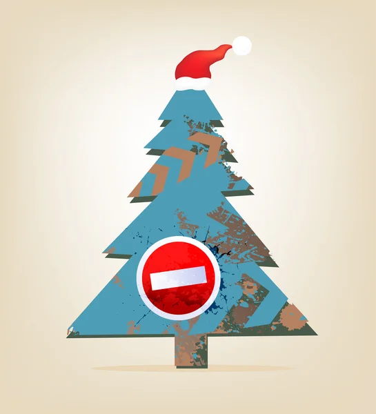 Christmas tree wearing a cap. — Stock Vector