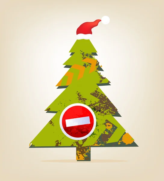 Christmas tree wearing a cap. — Stock Vector