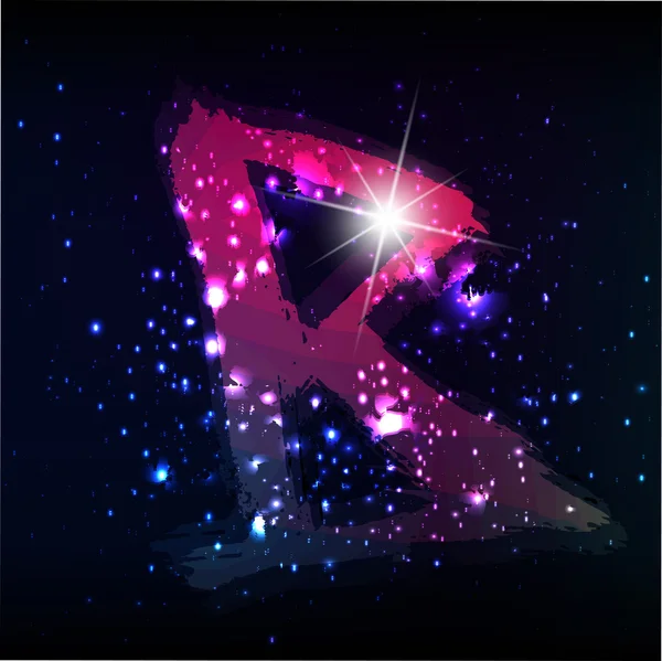 Starscape. Neon bokstaven b — Stock vektor