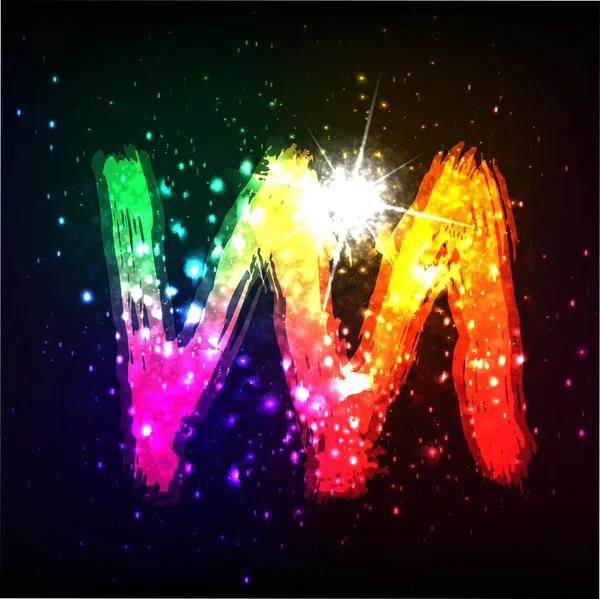 Glowing shiny graffiti letter on space background. Letter M — Stock Vector