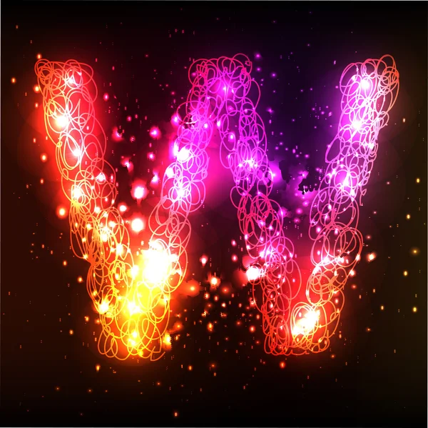 Neon Light Alphabets. Letter W — Wektor stockowy