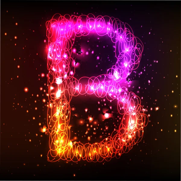 Neon light alfabetów. litera b — Wektor stockowy