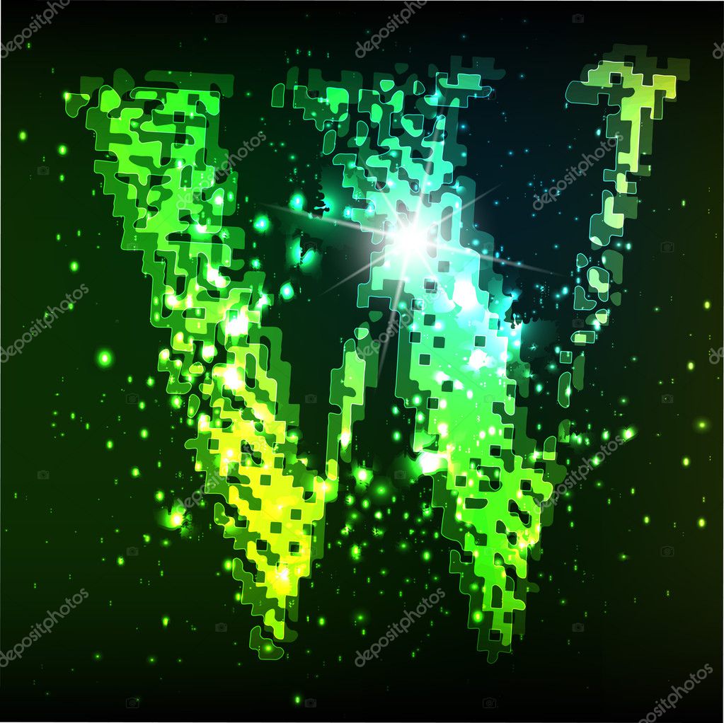Vector green alphabet. Letter W Stock Vector Image by ©file404 #31179027