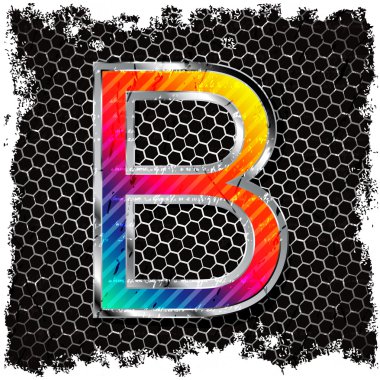 soyut grunge Metalik arka plan ve metal, renkli harf b