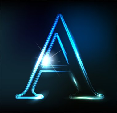 parlak neon yazı tipi. parlak mektup bir