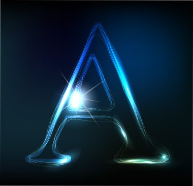 parlak neon yazı tipi. parlak mektup bir