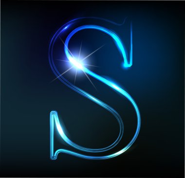 parlak neon yazı tipi. parlak harf s