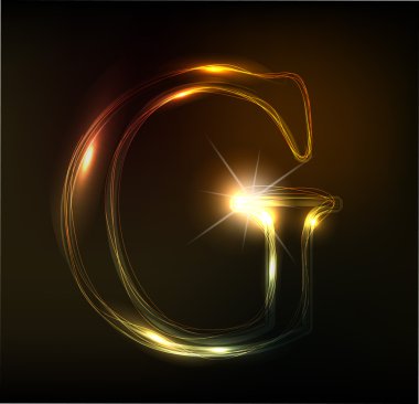 parlak neon yazı tipi. parlak harf g