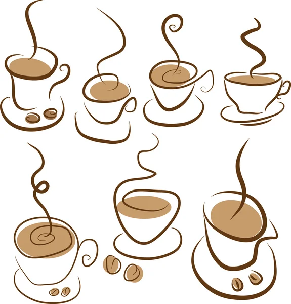 Definir símbolos café — Vetor de Stock