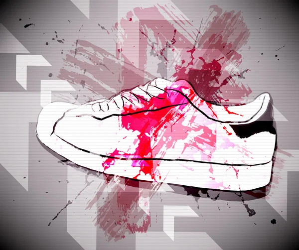 Grunge achtergrond met schoenen — Stockvector