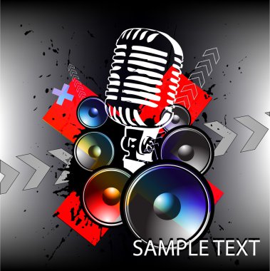 mikrofon ile vektör retro müzik arka plan