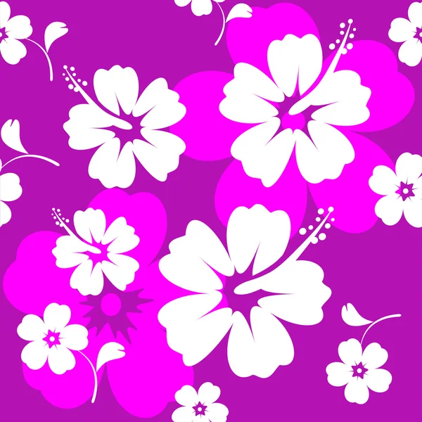 Hibiscus flor sin costura Fondo — Vector de stock