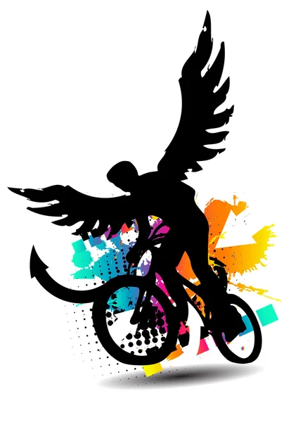 Biker with wings — Stock Vector