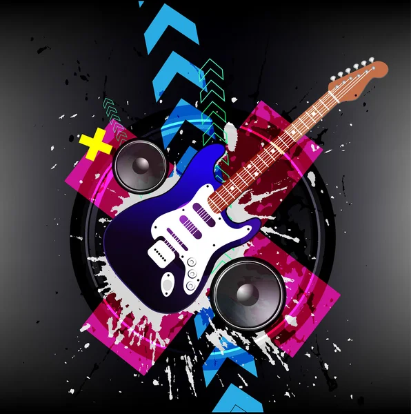 VECTOR Music Event Background with a colorful Electric Guitar — Stock Vector