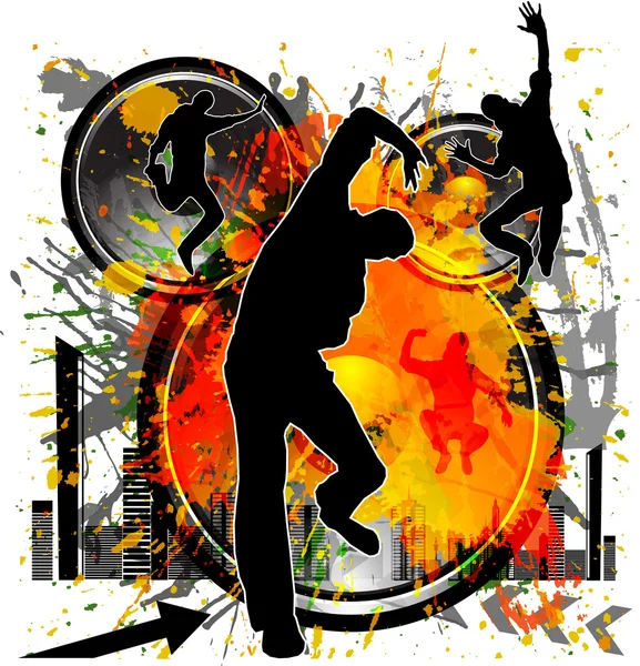 Grunge Dancing boys, the poster — Stock Vector