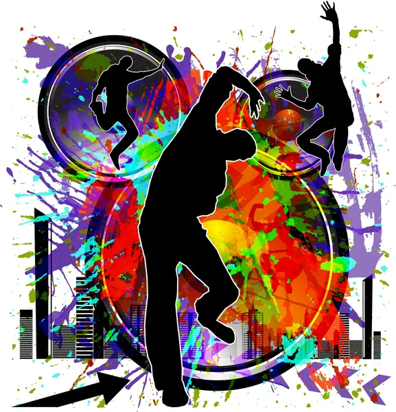 Grunge Dancing boys, the poster — Stock Vector