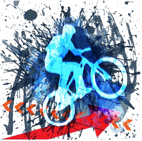 Motociclista, ciclista BMX — Vettoriale Stock