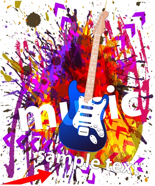 Μουσική εκδήλωση φόντο με ένα πολύχρωμο ηλεκτρική κιθάρα — Διανυσματικό Αρχείο
